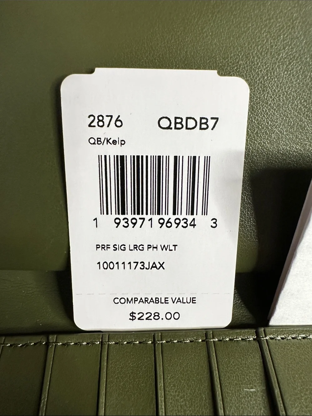 Coach Large Perforated Signature Zip Wallet - Olive